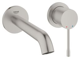 Внешняя панель смесителя GROHE Essence New для раковины, настенный монтаж, на два отверстия, суперсталь