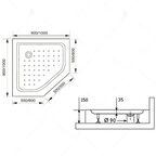 Душевой поддон трапеция RGW LUX/TN-TR 1000x1000