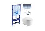 Подвесной унитаз с инсталляцией и кнопкой Aquatek Альтаир SET AQUATEK АЛЬТАИР cm-010 4в1 безободковый, с крышкой микролифт, белый, кнопка хром