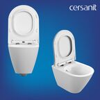 Унитаз с инсталляцией Cersanit City 68305 безободковый, с крышкой микролифт, белый, кнопка черная матовая