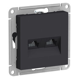 Розетка Шнайдер AtlasDesign двойная rj45+rj45 карбон (ATN001085)