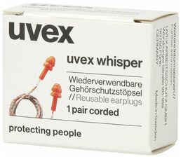 Беруши (противошумные вкладыши) UVEX Виспер, со шнурком, многоразовые, 1 пара в индивидуальной упаковке, 2111201