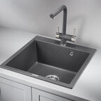 Мойка для кухни Granula 52х51х20 см врезная с сифоном кварц графит