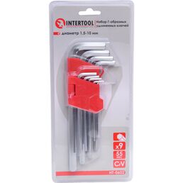 Набор г-образных шестигранных удлиненных ключей INTERTOOL HT-0602