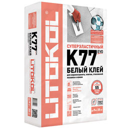 Клей для плитки/ керамогранита/ камня Litokol SuperFlex K77 высокоэластичный белый класс C2 TE S1 25 кг