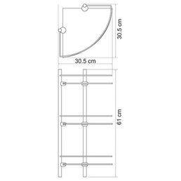 Полка стеклянная угловая тройная, с бортиком WasserKraft