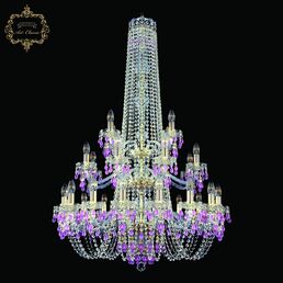 Подвесная люстра с хрустальными подвесками Art Classic 11.24 11.24.16+8+4.300.3d.h-128.Gd.V7010 подсвечник с подвесками