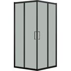 Душевой уголок Март Квадро Black квадратный 100x100 см черный профиль матовое стекло раздвижной