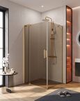Душевой уголок Cezares SLIDER 100x90 SLIDER-AH-1-90-100/110-BR-BORO стекло тонированное, профиль брашированное золото