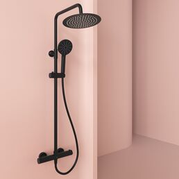 Душевая стойка Sancos Kanedo SC7200MB черная матовая, с термостатом, без излива