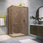 Душевой уголок Vegas-Glass ZA-F NOVO h2000 110x70 ZA-F NOVO h2000 110*70 03 05 профиль матовое золото, стекло бронза
