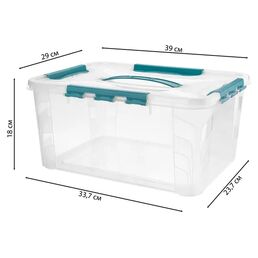 Ящик Grand Box 39x18x29 см 15.3 л пластик с крышкой цвет прозрачный