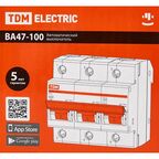 Автоматический выключатель TDM Electric ВА47-100 3P C80 А 10 кА SQ0207-0076
