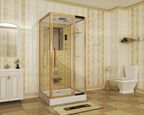 Душевая кабина Niagara Luxe 100x90 NG-7714G поддон низкий, стекло прозрачное, профиль золото