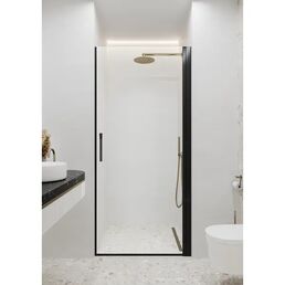 Душевая дверь в нишу Март Эстетика 195x90 см черный профиль прозрачное стекло распашная
