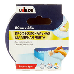 Лента малярная Unibob для наружных работ синяя 50 мм 25 м