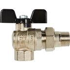 Кран шаровой с американкой угловой Stout 1/2" ВР/НР латунь ручка бабочка