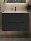 Тумба с раковиной Orange Line Li-70Tub+Ra 71 см, подвесная, черная матовая