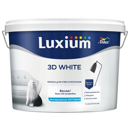 краска в/д DULUX 3D White база BW для стен и потолков 9л белая, арт.5701638