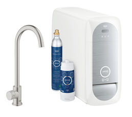 Комплект с вентилем для фильтрованной и газированной воды GROHE Blue Home (без смешивания) с набором для подключения, суперсталь (31498DC0)