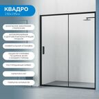 Душевая дверь в нишу 150х195 см. Квадро стекло прозрачное, профиль черный, покрытие Антикапля (Easy Clean)