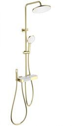 Душевая стойка с гигиеническим душем WONZON & WOGHAND MUSE WW-B3580-BG брашированное золото, с термостатом