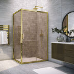 Душевой уголок Vegas-Glass ZP+ZPV TUR+NOVO 125x80 ZP+ZPV TUR NOVO 125*80 09 05 профиль золото глянцевое, стекло бронза