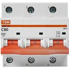 Автоматический выключатель TDM Electric ВА47-100 3P C80 А 10 кА SQ0207-0076