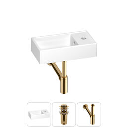 Раковина Wellsee WC Area 202010461 40х22 с донным клапаном и сифоном (цвет набора золото)