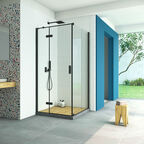 Душевой уголок Vegas-Glass Afp-Fis Retta 90x100 AFP-Fis Retta 90*100 02М 01 профиль черный, стекло прозрачное