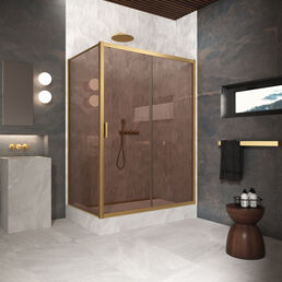 Душевой уголок Vegas-Glass 100x80 ZP+ZPV Protec 100*80 03 05 профиль золото матовое, стекло бронза