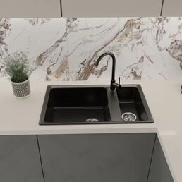 Мойка для кухни врезная Delinia 76x50 см глубина чаши 19 см кварц цвет черный