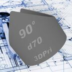 Шаблон для резки труб врезка d70 мм в d70 мм, под углом 90 градусов