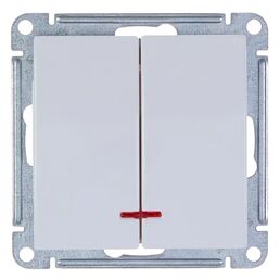Выключатель встраиваемый Systeme Electric W59 2 клавиши с подсветкой, цвет белый