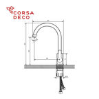 Смеситель для кухни Corsa Deco Creek графит с высоким изливом однорычажный (FKCSMG)