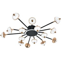 Потолочная люстра (+ночной режим) светодиодная Escada Meteor 630/A LED BL 110Вт, с ПДУ, металл/акрил, черный/белый/золото