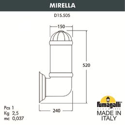 Уличный настенный светильник FUMAGALLI MIRELLA D15.505.000.BXF1R.FC1
