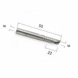 Фреза DJTOL N1LXD622 спиральная однозаходная стружка вниз (по дереву, композиту (АКП), пластику)
