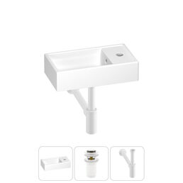 Раковина Wellsee WC Area 202010462 40х22 с донным клапаном и сифоном (цвет набора матовый белый)