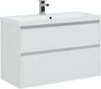 Комплект мебели Aquanet Гласс 100 см подвесной (тумба с раковиной и зеркалом)