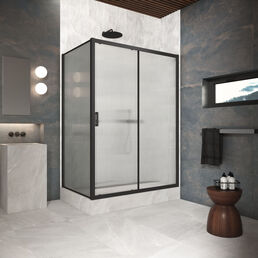 Душевой уголок Vegas-Glass 100x100 ZP+ZPV Protec 100*100 02М Moru профиль черный матовый, стекло Moru