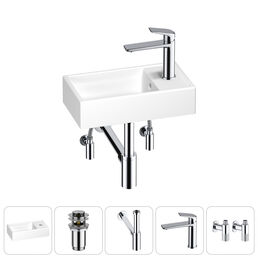 Раковина Wellsee WC Area 202010467 40х22 с донным клапаном, с сифоном, смесителем и угловыми вентилями (цвет набора хром)