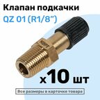 Клапан подкачки QZ 01 - R1/8", Ниппель с золотником, штуцер для подкачки, NBPT, Набор 10шт