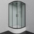 Душевая кабина Frank 100x100 F400/2 М Black стекло матовое, профиль черный