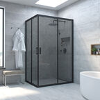 Душевой уголок Vegas-Glass ZA-F NOVO h2000 120x100 ZA-F NOVO h2000 120*100 02М 07 профиль черный, стекло графит