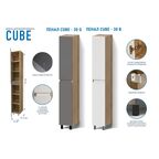 Пенал для ванной Cube напольный 30x200 см эмаль цвет графит матовый/дуб вотан
