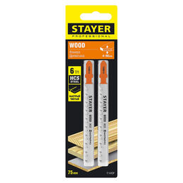Пилки для лобзика Stayer T144DP (15983-4_z02) по дереву L75 мм прямой рез (2 шт.)