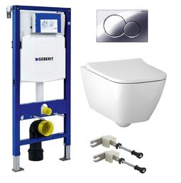 Комплект инсталляция Geberit Duofix UP320 111.300.00.5 + унитаз Geberit Smyle Square 500.683.00.2 + кнопка смыва 115.770.21.5 + комплект креплений