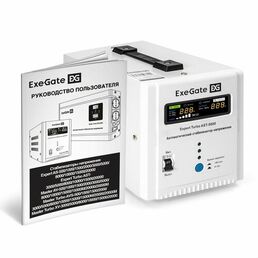 Стабилизатор напряжения ExeGate Expert Turbo AST-5000 (5000ВА, вход 80-260В, цветной дисплей, выход 220В±8%, КПД 98%, 5 уровней защиты, метал. корпус, 2*Schuko+клем. колодка, RTL) EX291733RUS