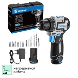 Дрель-шуруповерт аккумуляторная бесщеточная Deko SHARKER12VPRO, 12 В Li-ion 2x2 Ач